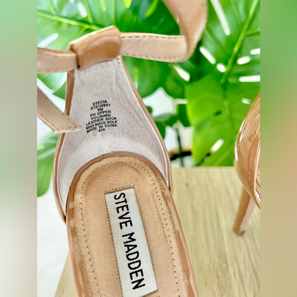 Steve Madden Caramel Patent Leather - Rounded Toe, Skinny Heel with Ankle Strap - Picture 4 of 5